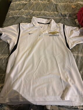 Nike White Polo with Black Trim and Football Logo